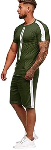 iopqo caito костуми мажи мажи кратки комплети летни тенки судири спортски рекреатни ракави во боја лента за боја тенок фит