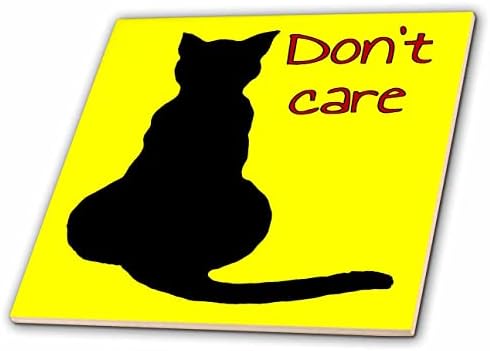 3dRose Не Се Грижат Себични Црна Мачка Цртан Филм Вектор Изолирани На Жолто-Плочки