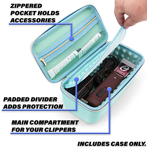 Casematix Clipper Case држи клиперси, зуи за коса, тримери, лагер за финиш - куќиште за патување со бербер за клиперси, стилист, фризура и салони за сечење коса, тиркизна