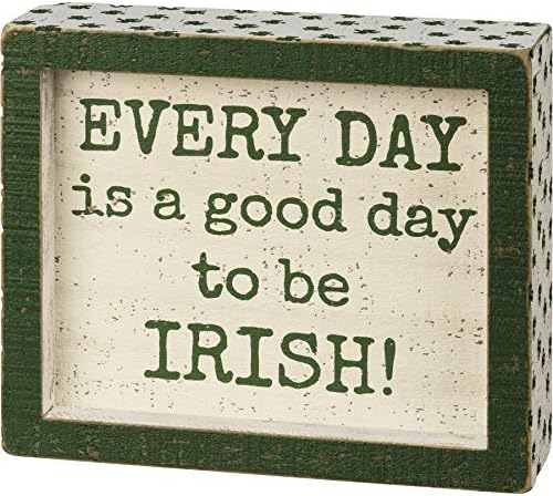 Примитиви од Кети секој добар ден да се биде ирски знак за кутии, 6 инчи x 5 инчи x 1,75 инчи, зелена
