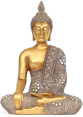 Статуа на Буда за домашно украсување злато 10.4 ”-Буда статуи за Зен декор-Духовен декор-буда декор за дневна соба-Буда-Буда-Подарок во затворен