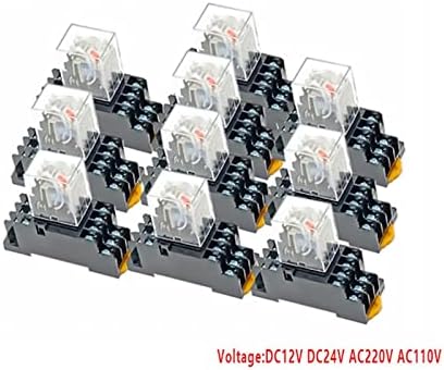 Ienyu 10Set реле со приклучок за калем генерален DPDT микро мини електромагнетски реле -прекинувач LED AC 110/220V DC 12/24V my2nj my3nj
