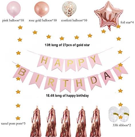 15-ти роденденски украси | 15-ти роденденски материјал резерви од розово злато-котлети латекс балон, тасел венец, ливчиња од ливчиња од лим
