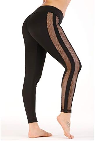 WSSBK црна мрежа јога панталони, искривени хеланки на задникот, компанијата за фитнес најлон спортски хулахопки жени салата за трчање