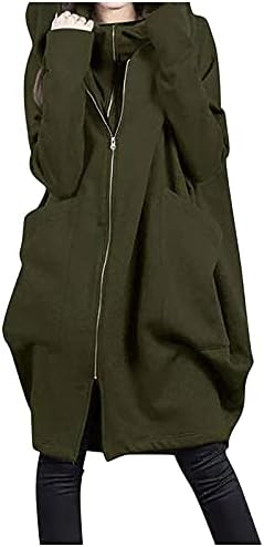 Prdecexlu Долг ракав Туника Туника на отворено зимски палто за жени модерна удобност со џебови палто удобна цврста боја