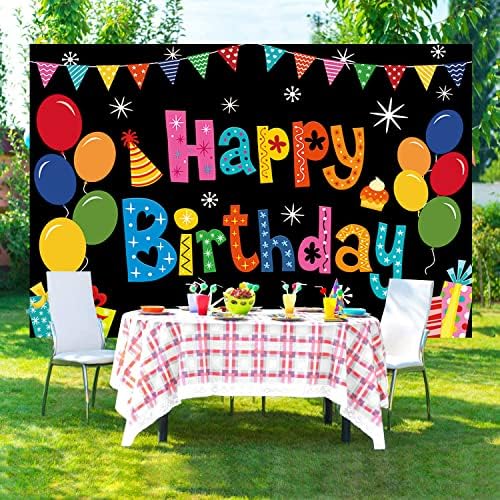 Дизи среќен роденден Банер позадина Шарена среќна роденденска забава украси Голем среќен роденденски двор знак позадина за бебешки туш роденденска забава затвор?