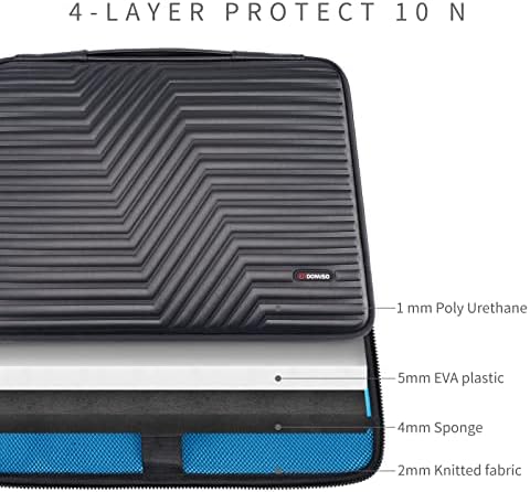 Домизо 17 инчен лаптоп ракав со рачка со шок -водоотпорен ева заштитен случај за 17.3 Dell Inspiron/MSI GS73VR Stealth Pro/Lenovo IdeaPad 320 321/HP Envy 17/LG Gram 17/ROG Strix GL702VS