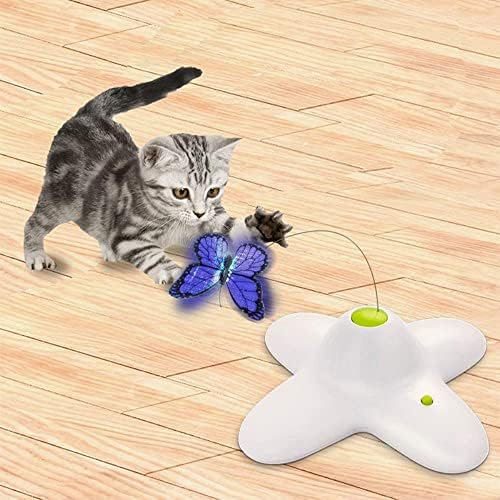 Оалк мачка играчка 360 степени ротирачко движење активирана пеперутка среќа мачки интерактивно треперење бубачки кутре миленичиња