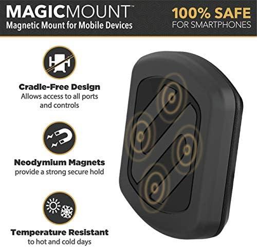 Scosche MAGDM -10KFLT MagicMount Magnetic Car Tonect Mount - 360 степени прилагодлива глава, универзална со сите уреди - Подготвување