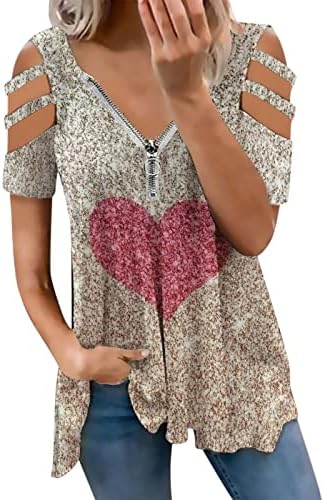Блуза за жени западна кошула патент пуловер краток ракав во боја блок v вратот мода обичен врв лабава обична маичка