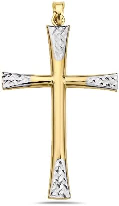 14К Две тонирани златни големи крстови религиозни приврзоци фино накит Unisex Model_x_Fashion-993