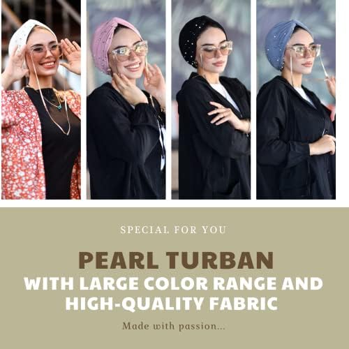 Перл турбан-турбани за жени-хијаб за жени | Завртки за обвивки за коса за жени | Хиџаб под-капачиња-инстанти хиџаб