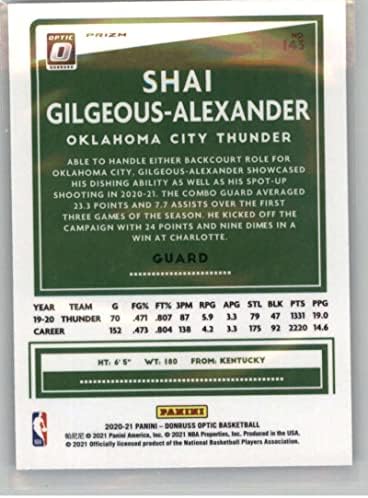 Shai Gilgeous-Alexander 2020-21 Optic Fanatics Silver Wave Prizm 143 nm+ -MT+ NBA кошарка грмотевици
