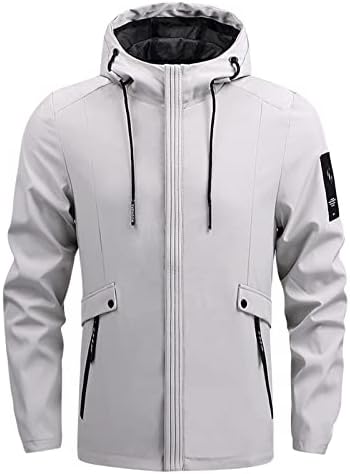 Menssdq Менс лесни јакни, трендовски одмор со долги ракави ветерници мажи зимско преголемо копче за полиестер