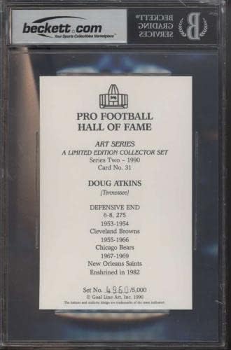 31 Даг Аткинс - 1989 Гол Линија Хоф Фудбалски картички ги оцени BGS Auto 10 - Автограмски фудбали