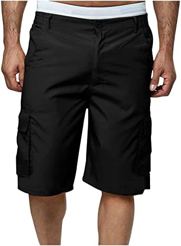 Озммјан машка шорцеви за машка шорцеви обични мулти -џеб на отворено памук, памук, солиден рипстоп опуштено вклопување пешачење кратки панталони