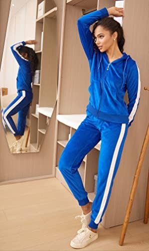 Leehanton Tracksuit ги поставува жените 2 парчиња потта мода пријатно руно зип и џемпери и џогирање на џогирање