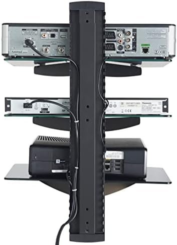 Duramex Wallид монтирање AV DVD кабел кутија, конзола за игри, систем за полици за компоненти со 3 прилагодливи температурни стаклени полица