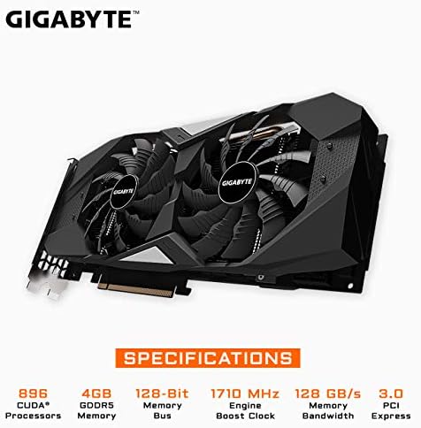 Gigabyte GV-N1650oc-4gd Geforce GTX 1650 OC 4G графичка картичка, 2x вентилатори на ветерници, 4 GB 128-битна GDDR5, видео картичка