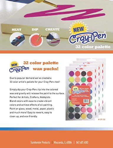 SureBonder Pallette Wax Pucks 32 Палета во боја што треба да се користи со алатката за сликање Cray-Pen, средна, разнобојна