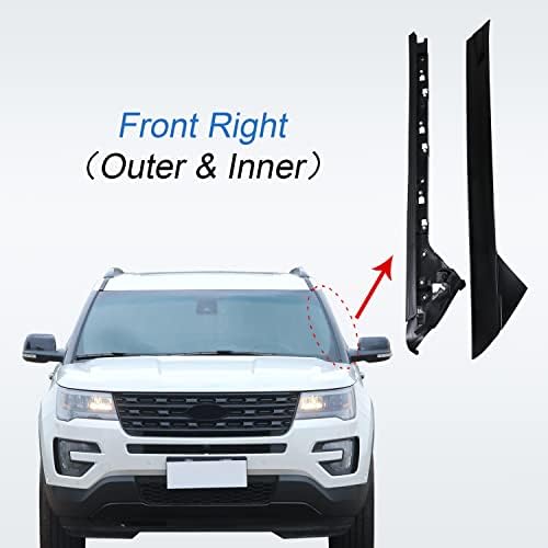 CARMOCAR A-Pillar Front Molding Windshield Trim Left Outer & Inner Replacement for 2011-2019 Ford Explorer 926-450 BB5Z7803136AA BB5Z-7803136-AB