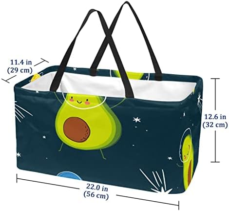 Цртани филмови за еднократно шопинг, авокадо сино преносно преклопување пикник намирници кеси за перење алишта, торба за торба за купување тота