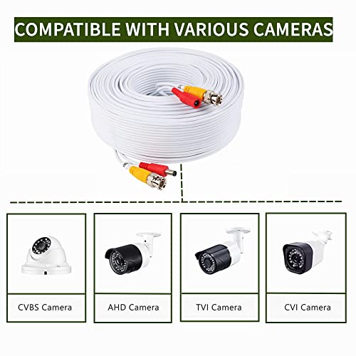 Fite на бел 65ft BNC продолжен кабел компатибилен со Q-See QCA7209B 720p безбедносен фотоапарат аналоген HD