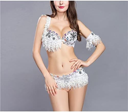 GFDFD Womenените Снегулка за стомак Танцувачки градник, поставен стомак, костуми за танцување облеката ноќ танцување градник за