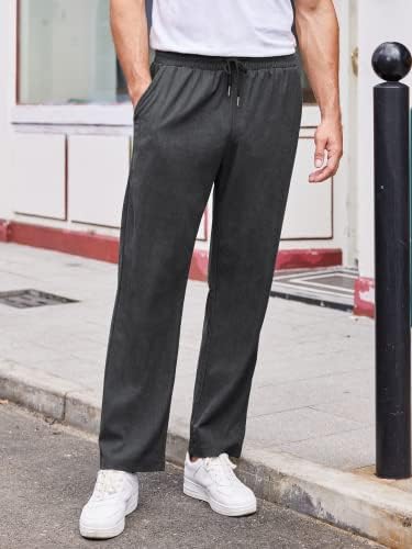 Обични Панталони за Мажи Coofandy Сомотски Еластични Еластични Панталони Со Појас