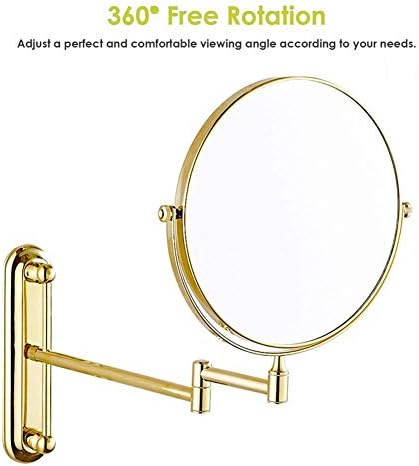 Lianxiao-8-инчен wallиден монтиран огледало со зголемување, двострано огледало на монтирање на wallидот, вртење од 360 степени