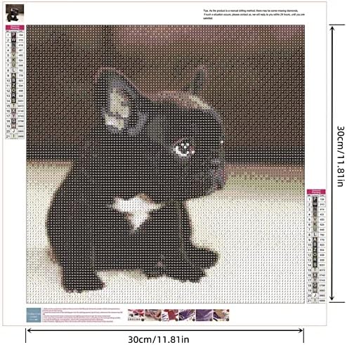 Зимал со целосна тркалезна дијамантска слика Француски булдог Дија Дијамант Мозаик Црното кученце целосен тркалезен дијамант вез за вкрстено бод животно куче 11,8 x
