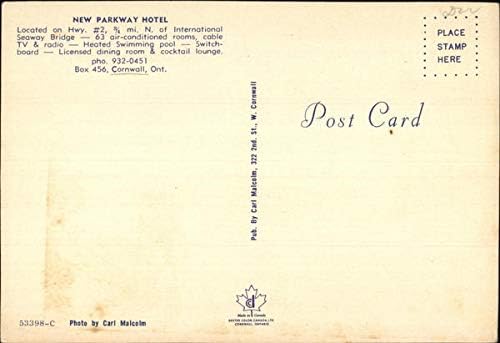 Нов хотел Парквеј Корнвол, Онтарио на Канада Оригинална гроздобер разгледница