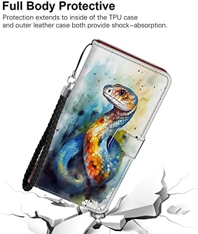 Случај за сини џеб Shencang, погоден за iPhone 6/6s Snake Cobra ART-15 CASH & ID, слотови за картички за картички за паричник, мултифункционален