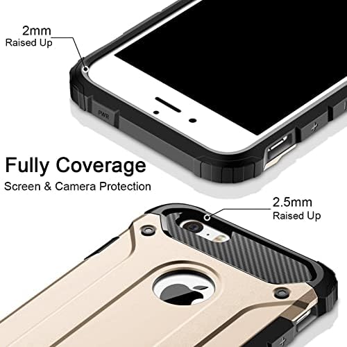Солиден Слој Оклоп Случај за iPhone 11 Pro Max 2019 5S 5 Se 5C 6 6S 7 7G 8 Плус X XR XS Max Случај Тежок Ударен Случај, Злато, За iPhone