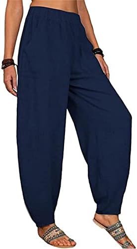 Директно Лабаво Вклопување Обични Панталони За Жени Цврсти Еластични Панталони Долги Панталони Со Врвки Елестична Панталона За Половината