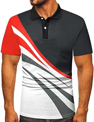 Кошули за голф Zddo Mens Polo Golf, шарена линија за крпеница моден тенис врвови со кратки ракави летни обични спортски кошули