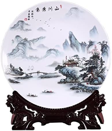 N/А уметничка керамичка украсна чинија кинеска пејзажна плоча плоча дрвена основа пилешка порцеланска плоча поставена свадба подарок