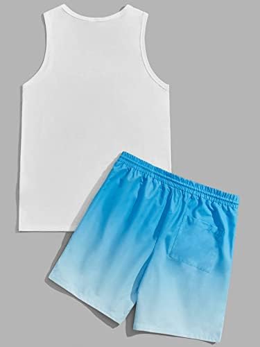 Фиокса облека со две парчиња за мажи Мажи Писма и палма за печатење на палма и омбре влечење шорцеви од половината