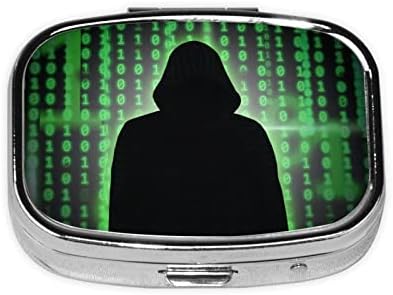 Црна капа темна страна хакер преносно мини патување дневно кутија за пилули - потсетник за квадратни пилули, витамин кутија