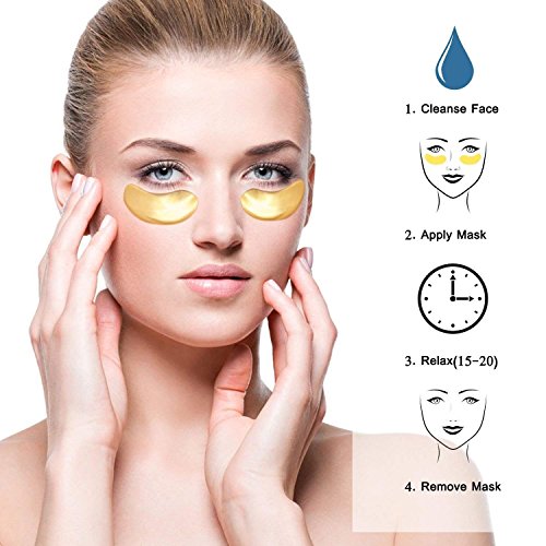 Nykkola Multipairs Gold Eye Mask Mask Power Crystal Gel Collagen Eye Pads за анти-стареење и навлажнувачки намалување на темните кругови, подпухналост,