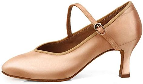 Juodvmp жени затворени пети модерни чевли за танцување со ликови Т-лента Професионална латинска салса сала за салса велур единствена дама за чевли