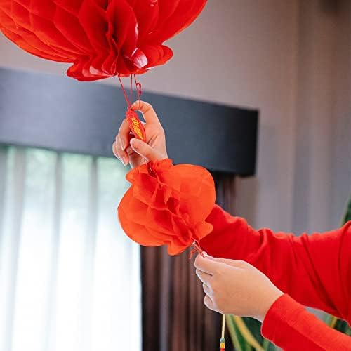 Toymis 10 парчиња15,7 x 7,9 инчи / 40 x 20cm Црвени кинески фенери, новогодишен фенер со декорација на декорации за украси на ликови