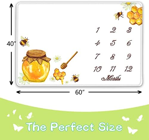 Qicaiyun Honeycomb Baby Milestone Plankete Персонализирано, Бебето од пресвртница ќебе момче и девојче, слики од пресвртница за бебиња, 60'''x40