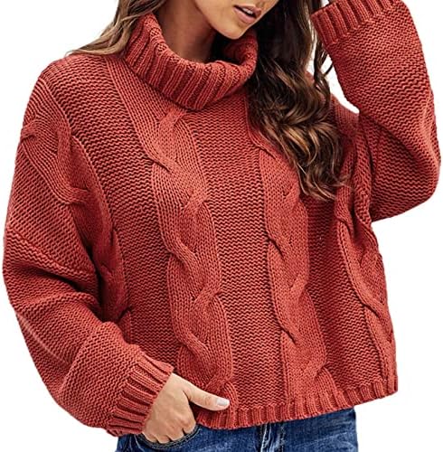 Џемпер од фрагарн за жени секси, женски обичен долг ракав за ракав, плетен пуловер џемпер врвови џемпер