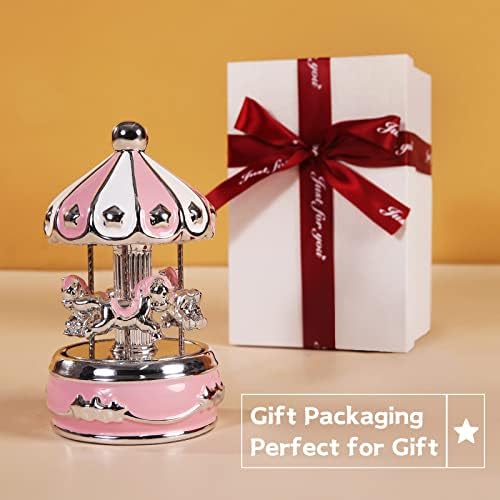 Музичка кутија за рингишпил lmmiuu, подарок завиткан со керамички музички рингишпил, трепкачки LED светло рингишпил, игра трепкање Твинкл мала starвезда, Божиќ, роденден