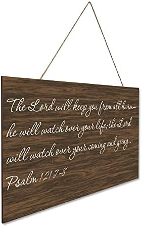 Рустикален дрвен плакета знак Псалм 121: 7 8 Господ ќе ве задржи од сите C-19 направени во нас 25x40см