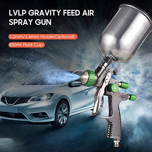 Xixian LVLP гравитација за напојување со пиштол за прскање мини пиштол за прскање со пиштол 1,3мм млазница 600ml течен чаша распрскувач