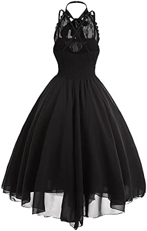 Фустани за женски халтер фустани чипка коктел забава без ракави готски панк гроздобер формален фустан со корсет