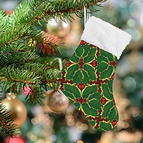 Алаза Божиќни чорапи Божиќни бери лисја на лисја класични персонализирани мали декорации за порибување за семејни сезонски празници за