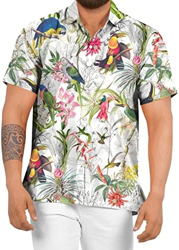 Beuu 2022 Нови кошули за хавајски хавајски кошули, летно копче за кратки ракави надолу тропски цветни принт опуштено вклопување на кошулата